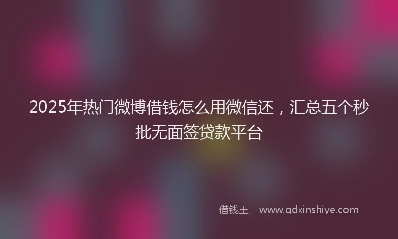 2025年热门微博借钱怎么用微信还，汇总五个秒批无面签贷款平台