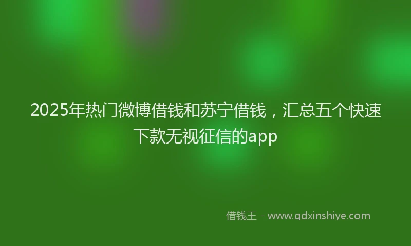 2025年热门微博借钱和苏宁借钱，汇总五个快速下款无视征信的app