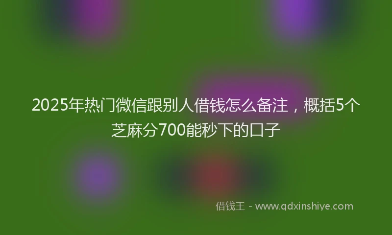 2025年热门微信跟别人借钱怎么备注，概括5个芝麻分700能秒下的口子