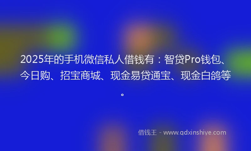 2025年的手机微信私人借钱有：智贷Pro钱包、今日购、招宝商城、现金易贷通宝、现金白鸽等。