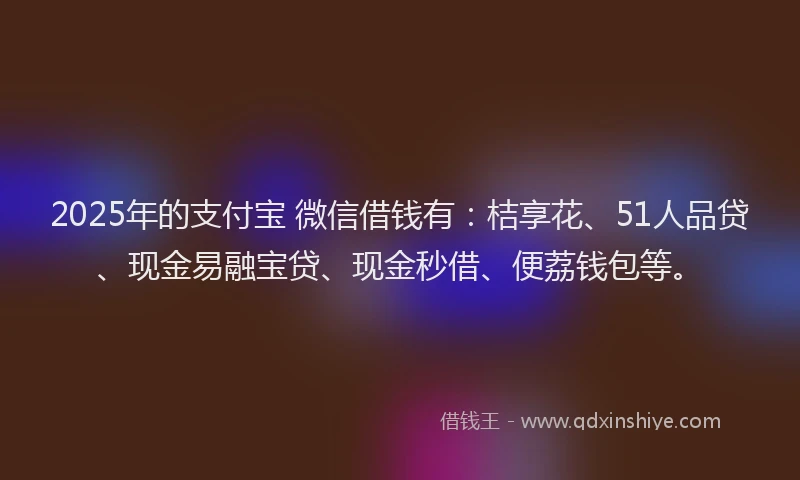 2025年的支付宝 微信借钱有：桔享花、51人品贷、现金易融宝贷、现金秒借、便荔钱包等。