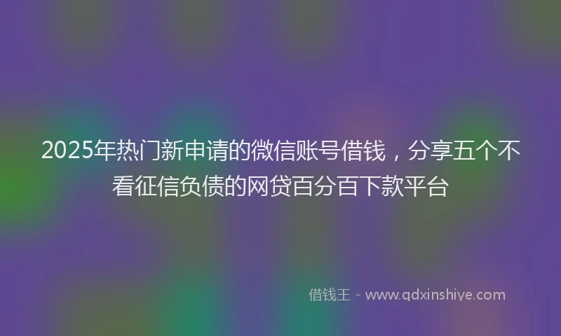 2025年热门新申请的微信账号借钱，分享五个不看征信负债的网贷百分百下款平台