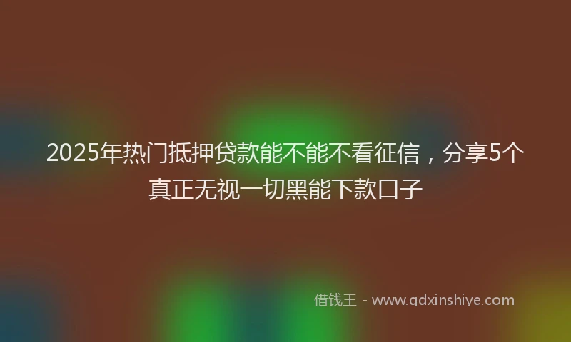 2025年热门抵押贷款能不能不看征信，分享5个真正无视一切黑能下款口子