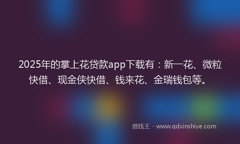 2025年的掌上花贷款app下载有：新一花、微粒快借、现金侠快借、钱来花、金瑞钱包等。