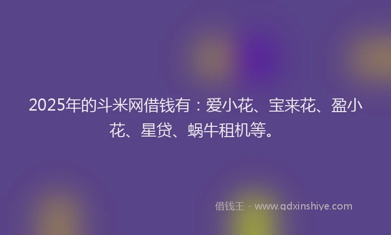 2025年的斗米网借钱有：爱小花、宝来花、盈小花、星贷、蜗牛租机等。