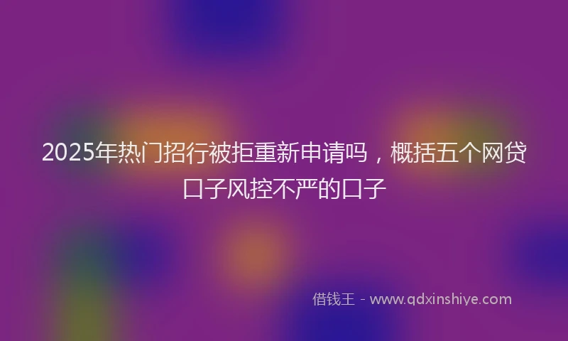 2025年热门招行被拒重新申请吗，概括五个网贷口子风控不严的口子