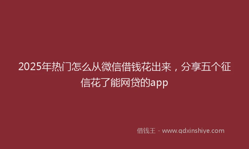 2025年热门怎么从微信借钱花出来，分享五个征信花了能网贷的app