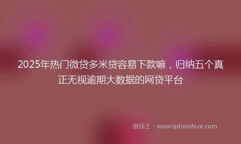 2025年热门微贷多米贷容易下款嘛，归纳五个真正无视逾期大数据的网贷平台