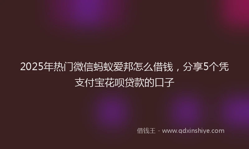 2025年热门微信蚂蚁爱邦怎么借钱，分享5个凭支付宝花呗贷款的口子