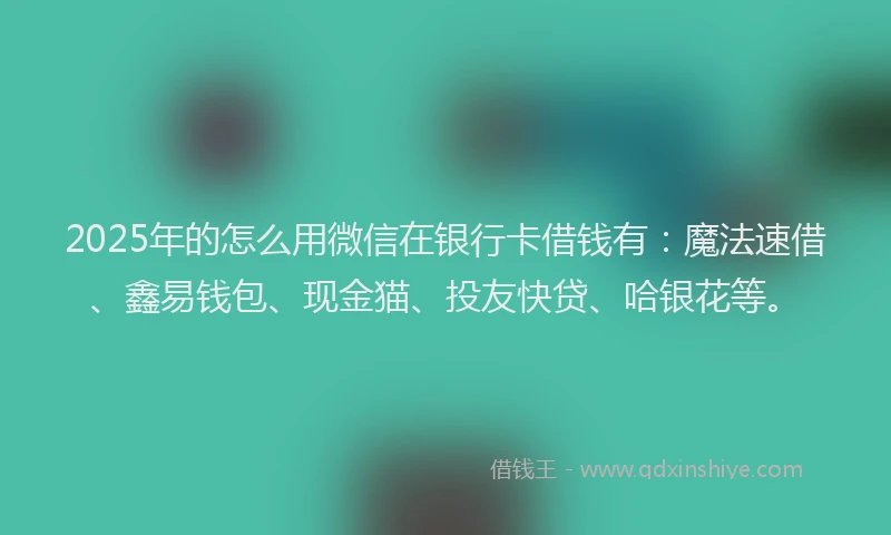2025年的怎么用微信在银行卡借钱有：魔法速借、鑫易钱包、现金猫、投友快贷、哈银花等。