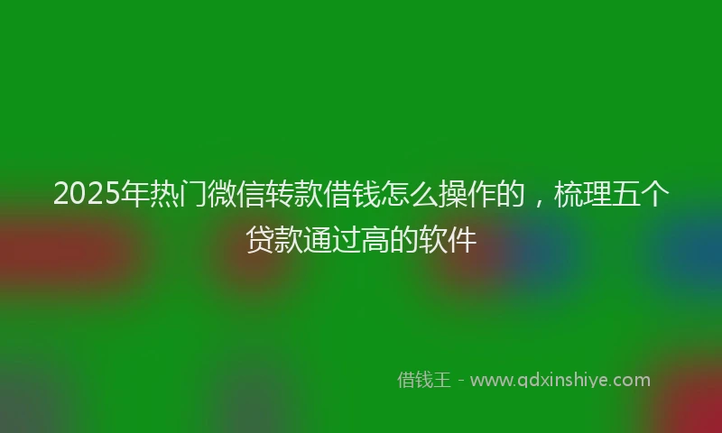 2025年热门微信转款借钱怎么操作的，梳理五个贷款通过高的软件