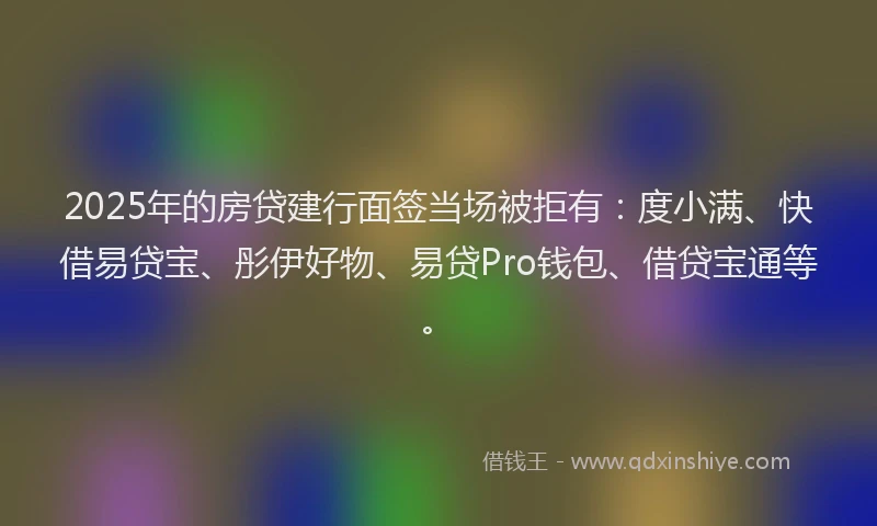 2025年的房贷建行面签当场被拒有：度小满、快借易贷宝、彤伊好物、易贷Pro钱包、借贷宝通等。