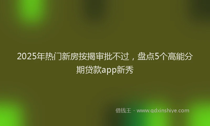 2025年热门新房按揭审批不过，盘点5个高能分期贷款app新秀