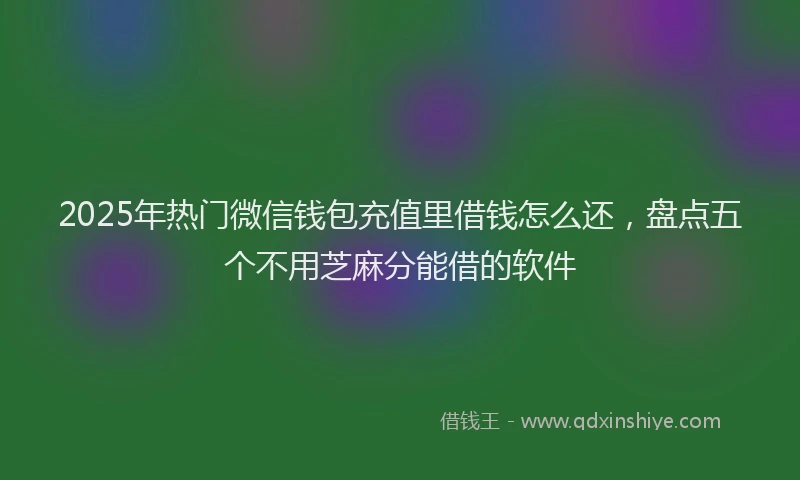 2025年热门微信钱包充值里借钱怎么还，盘点五个不用芝麻分能借的软件