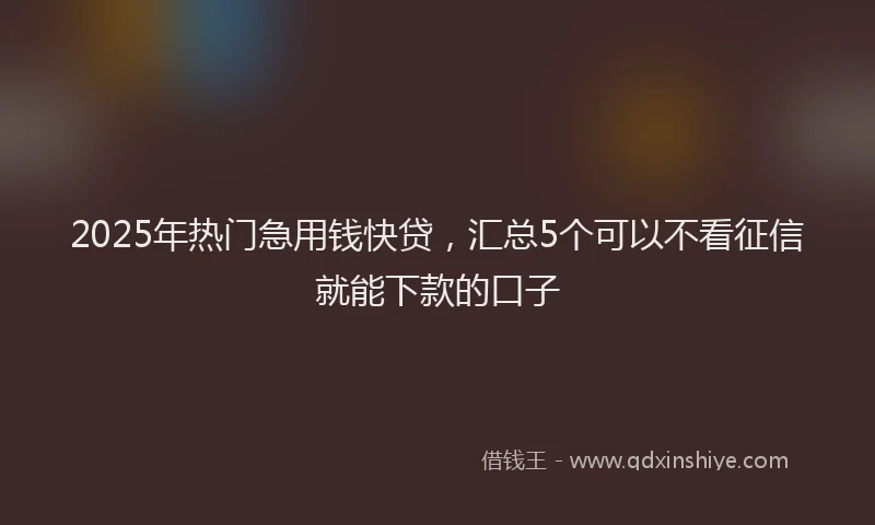 2025年热门急用钱快贷，汇总5个可以不看征信就能下款的口子