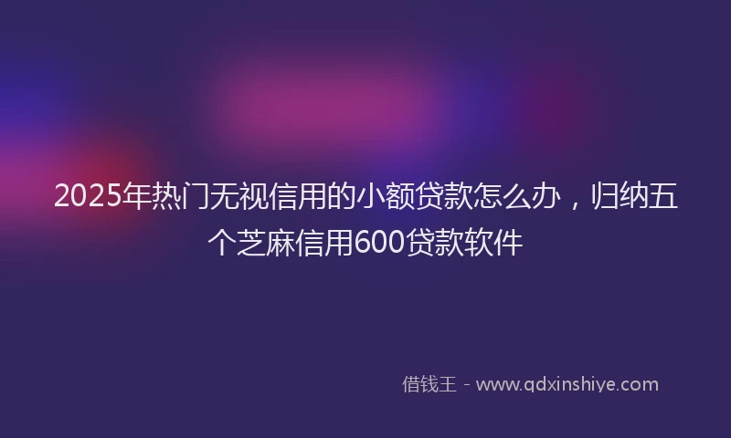 2025年热门无视信用的小额贷款怎么办，归纳五个芝麻信用600贷款软件