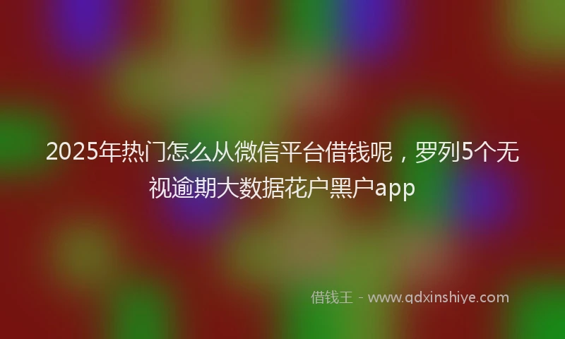2025年热门怎么从微信平台借钱呢，罗列5个无视逾期大数据花户黑户app