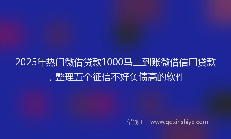 2025年热门微借贷款1000马上到账微借信用贷款，整理五个征信不好负债高的软件