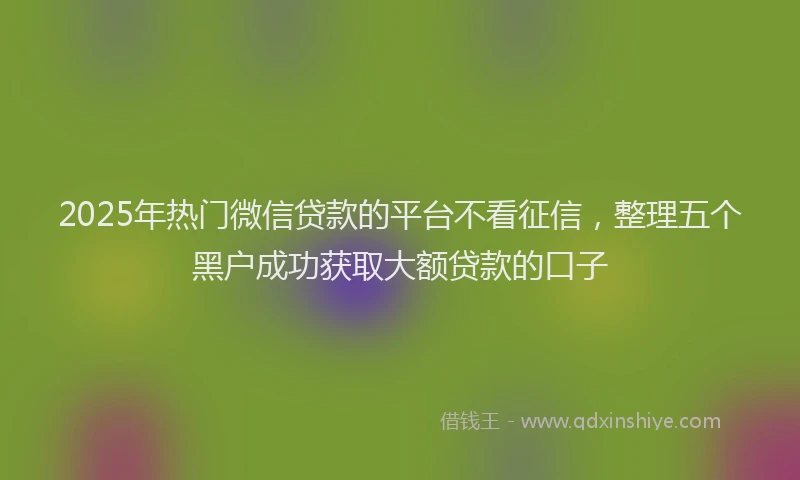 2025年热门微信贷款的平台不看征信，整理五个黑户成功获取大额贷款的口子
