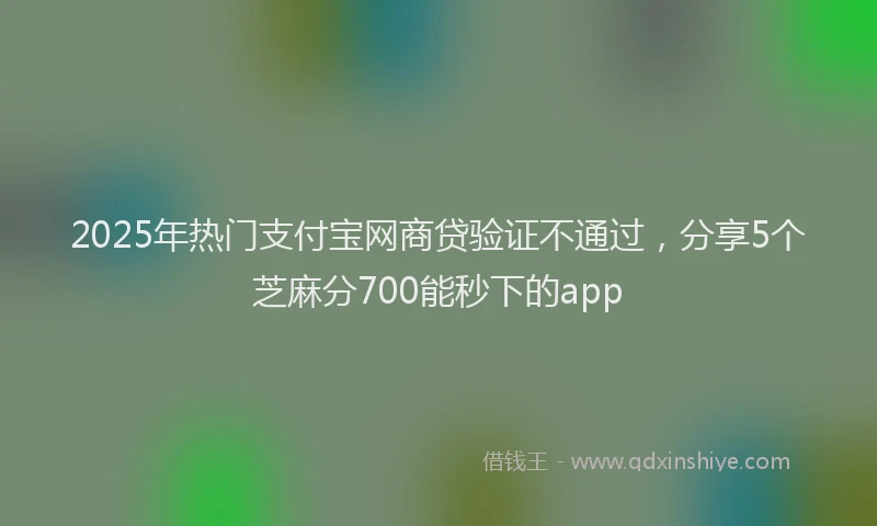 2025年热门支付宝网商贷验证不通过，分享5个芝麻分700能秒下的app