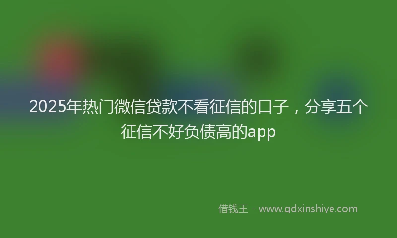 2025年热门微信贷款不看征信的口子，分享五个征信不好负债高的app