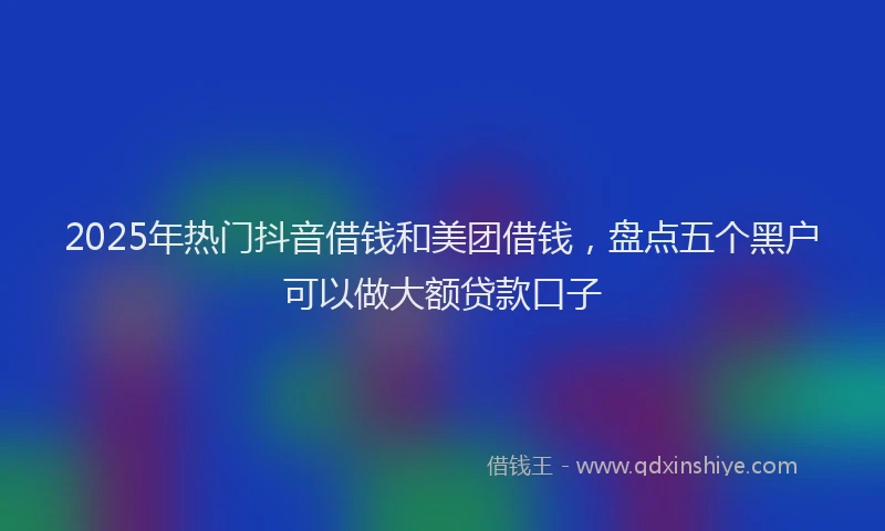 2025年热门抖音借钱和美团借钱，盘点五个黑户可以做大额贷款口子