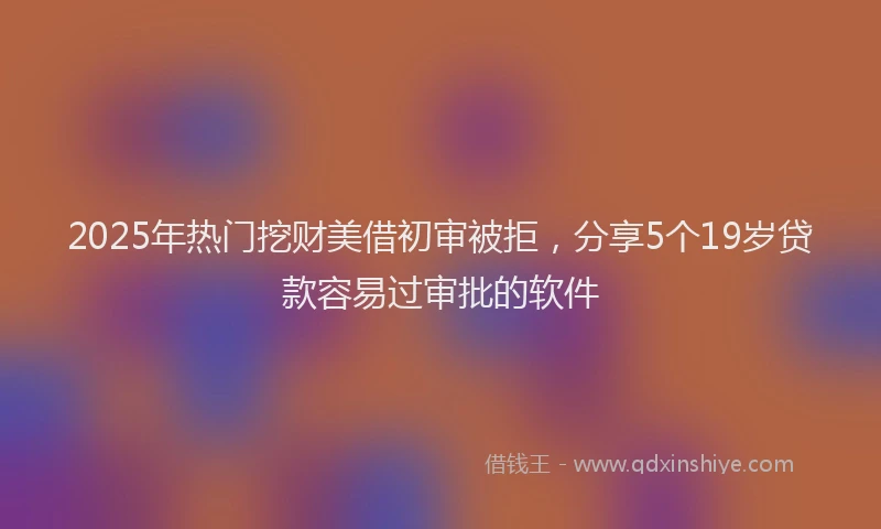 2025年热门挖财美借初审被拒，分享5个19岁贷款容易过审批的软件