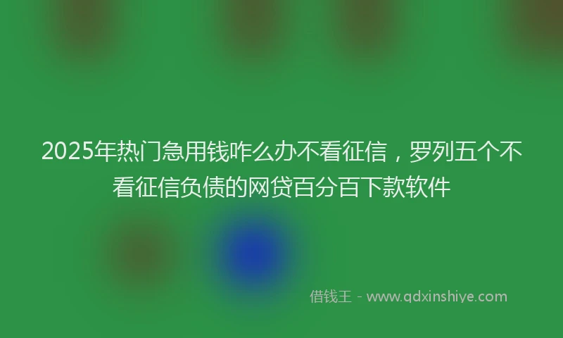 2025年热门急用钱咋么办不看征信，罗列五个不看征信负债的网贷百分百下款软件