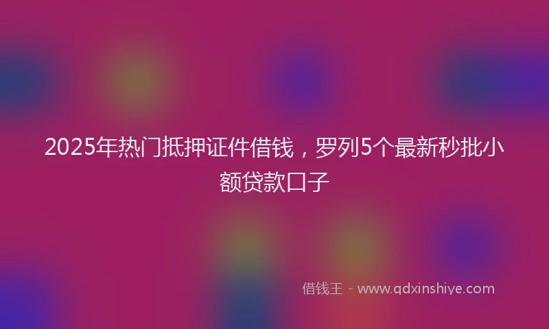 2025年热门抵押证件借钱，罗列5个最新秒批小额贷款口子
