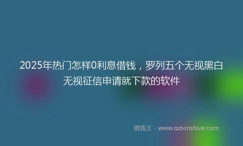 2025年热门怎样0利息借钱，罗列五个无视黑白无视征信申请就下款的软件