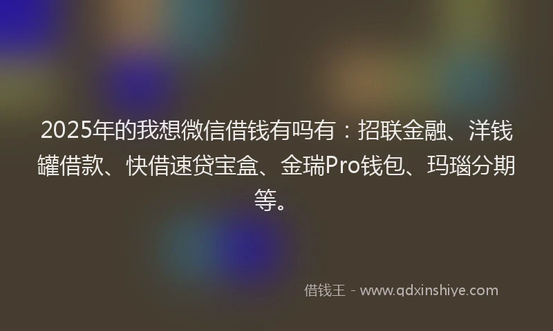 2025年的我想微信借钱有吗有：招联金融、洋钱罐借款、快借速贷宝盒、金瑞Pro钱包、玛瑙分期等。