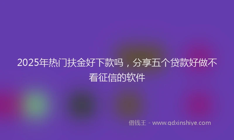 2025年热门扶金好下款吗，分享五个贷款好做不看征信的软件