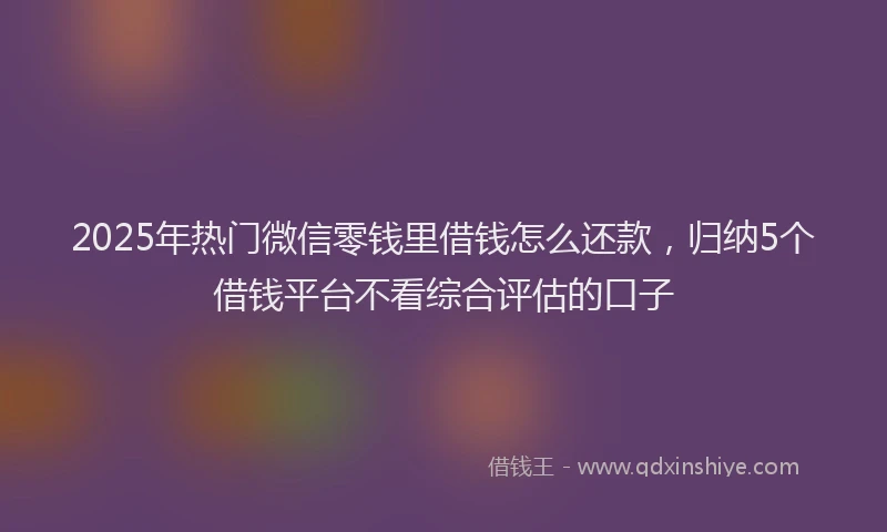 2025年热门微信零钱里借钱怎么还款，归纳5个借钱平台不看综合评估的口子