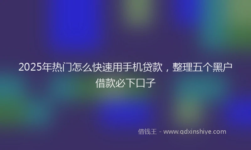 2025年热门怎么快速用手机贷款，整理五个黑户借款必下口子
