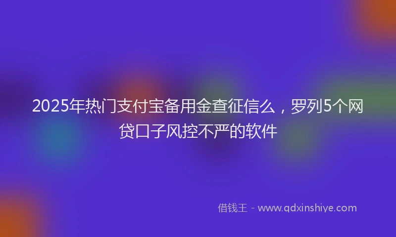 2025年热门支付宝备用金查征信么，罗列5个网贷口子风控不严的软件