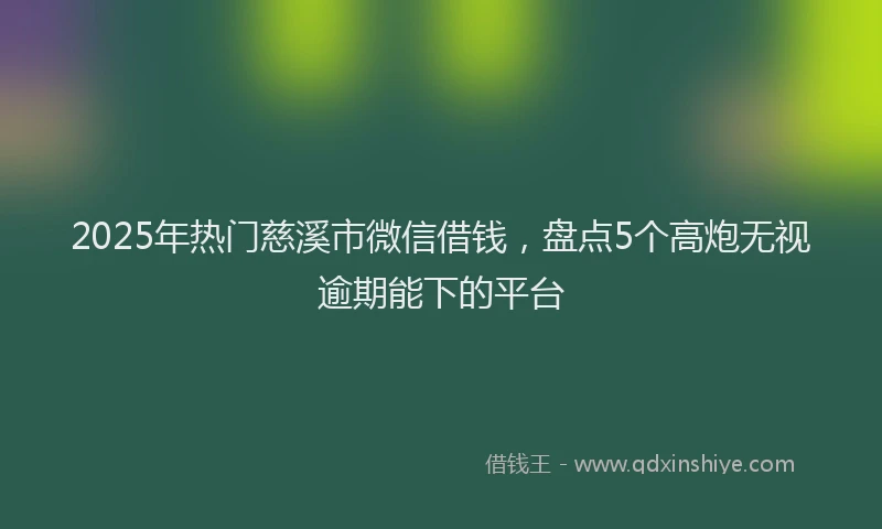 2025年热门慈溪市微信借钱，盘点5个高炮无视逾期能下的平台