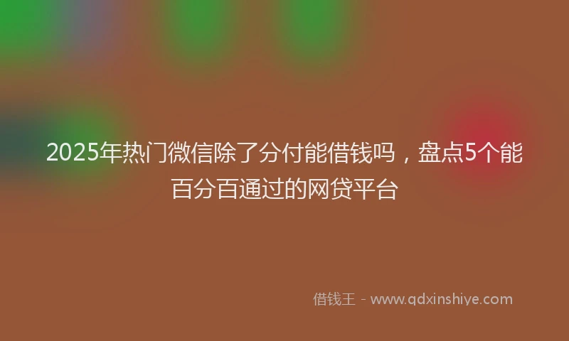 2025年热门微信除了分付能借钱吗，盘点5个能百分百通过的网贷平台