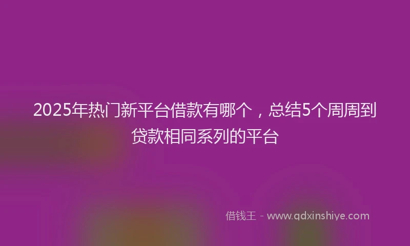 2025年热门新平台借款有哪个，总结5个周周到贷款相同系列的平台