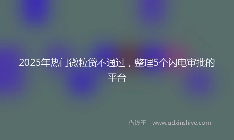 2025年热门微粒贷不通过，整理5个闪电审批的平台