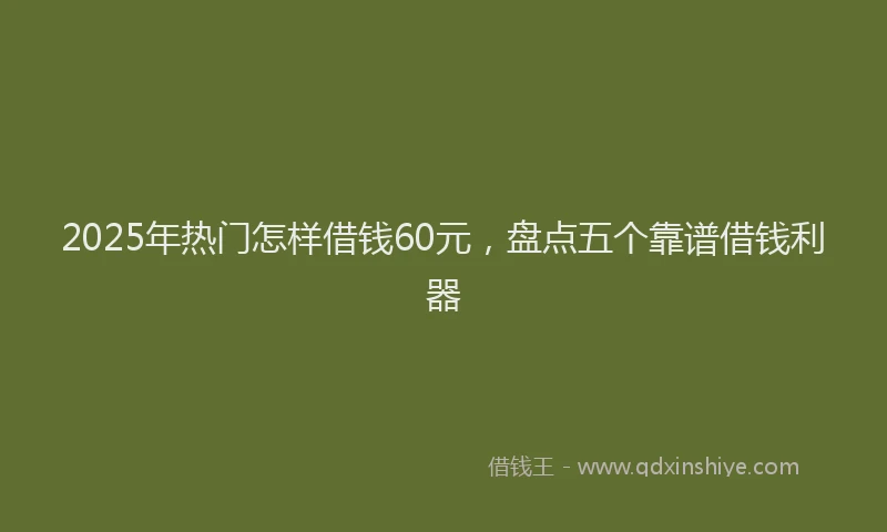 2025年热门怎样借钱60元，盘点五个靠谱借钱利器