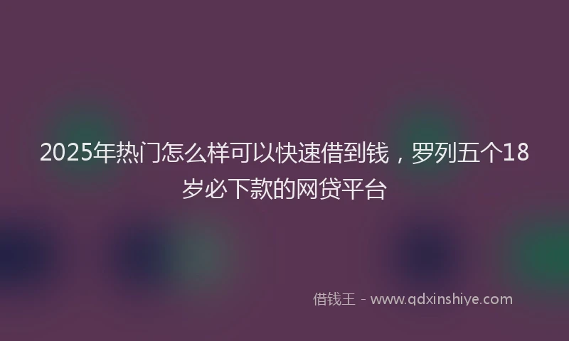 2025年热门怎么样可以快速借到钱，罗列五个18岁必下款的网贷平台