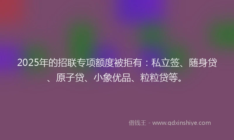 2025年的招联专项额度被拒有：私立签、随身贷、原子贷、小象优品、粒粒贷等。