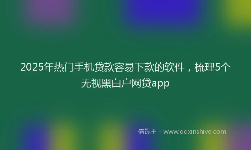 2025年热门手机贷款容易下款的软件，梳理5个无视黑白户网贷app