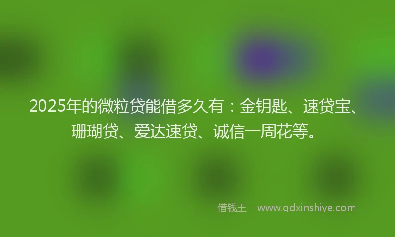 2025年的微粒贷能借多久有：金钥匙、速贷宝、珊瑚贷、爱达速贷、诚信一周花等。