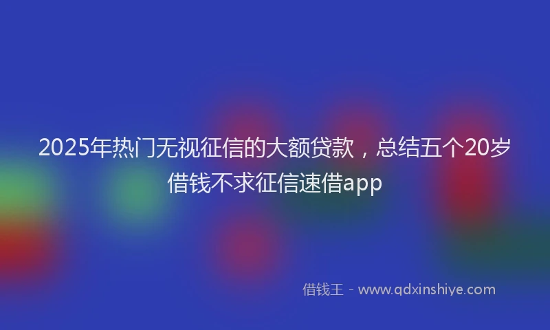 2025年热门无视征信的大额贷款，总结五个20岁借钱不求征信速借app