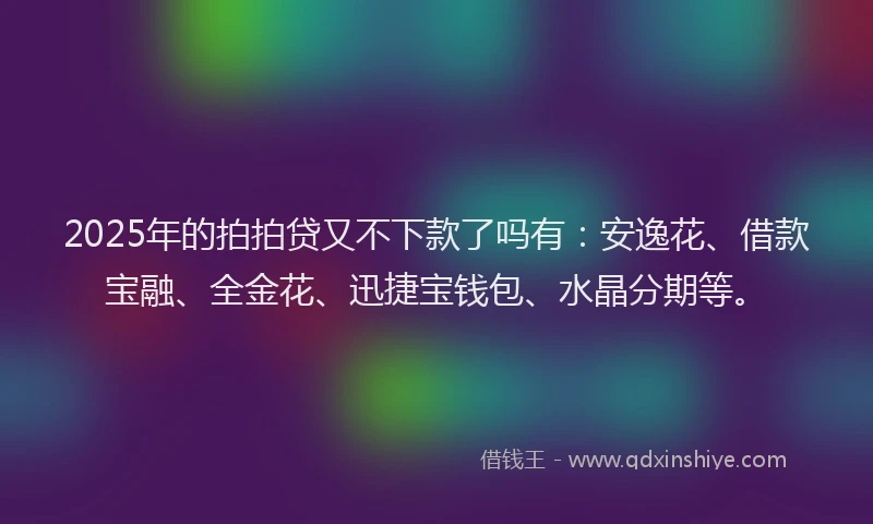 2025年的拍拍贷又不下款了吗有：安逸花、借款宝融、全金花、迅捷宝钱包、水晶分期等。