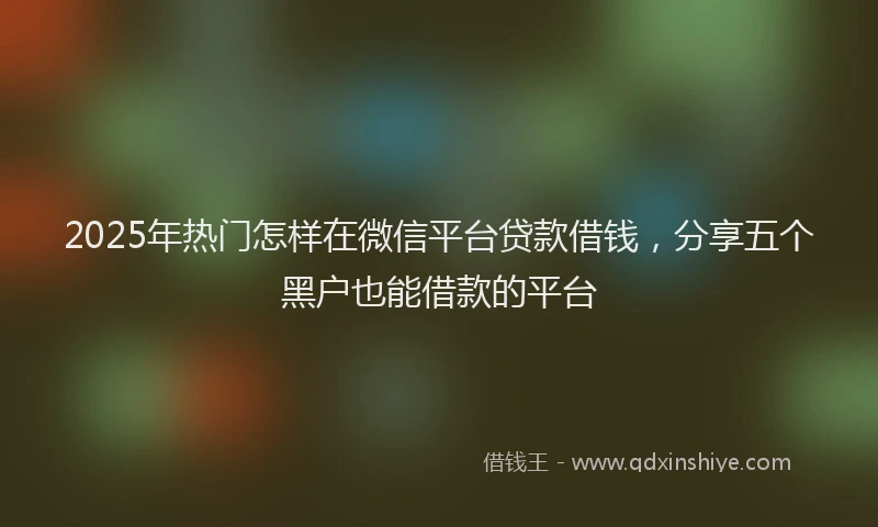 2025年热门怎样在微信平台贷款借钱，分享五个黑户也能借款的平台