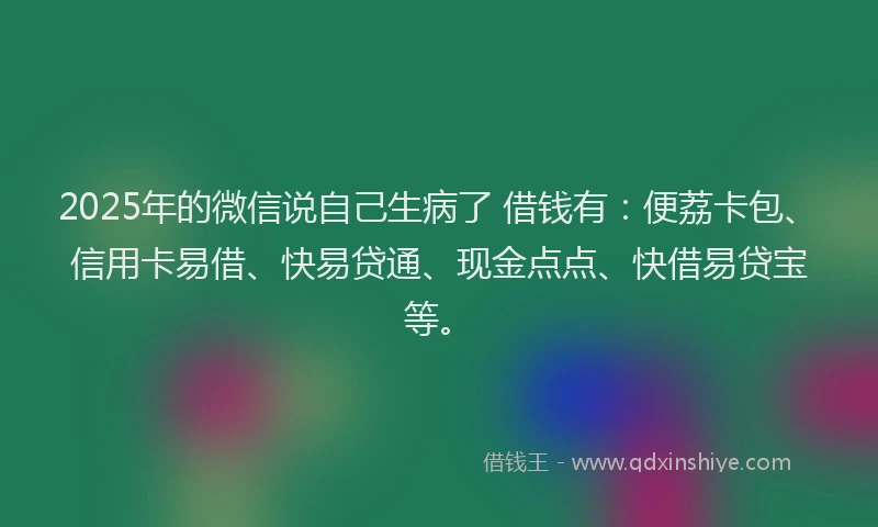 2025年的微信说自己生病了 借钱有：便荔卡包、信用卡易借、快易贷通、现金点点、快借易贷宝等。