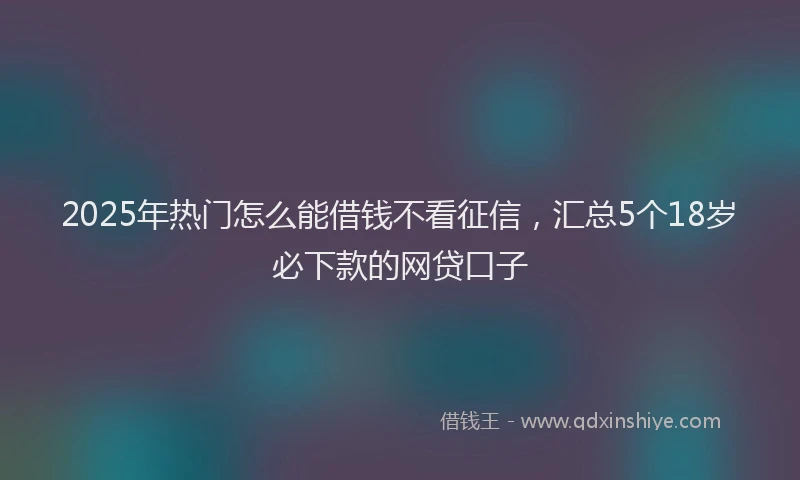 2025年热门怎么能借钱不看征信，汇总5个18岁必下款的网贷口子