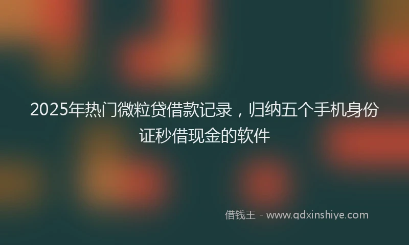 2025年热门微粒贷借款记录，归纳五个手机身份证秒借现金的软件